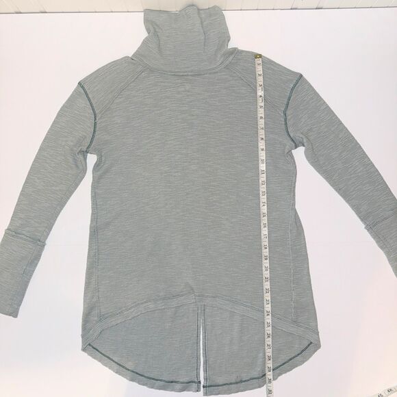 We the Free People Split Back Turtleneck Funnel Neck Split Back Tunic Top Blue M - Picture 12 of 15